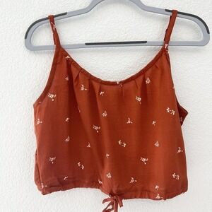 Toad & Co Manzana‎ Cropped Tank Medium Burnt Orange Floral Tie